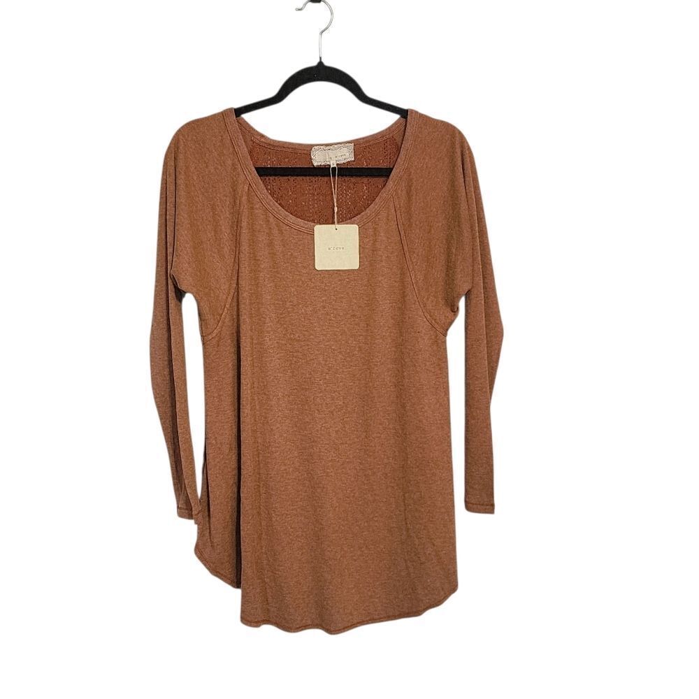 Areve Top S Rust Orange Lace Back Boho Western Cowgirl NWT